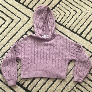 GAP Purple Cowl Neck Cable Knit Sweater